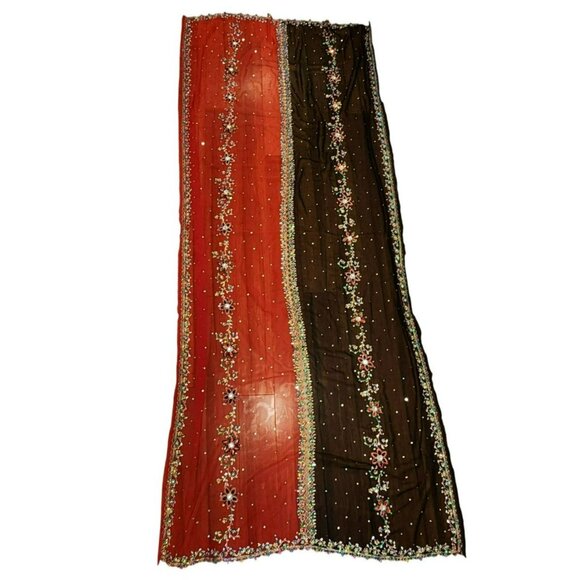 Punjabi Suit Est. L Red Black 3pc Embroidered + Bells Dupatta Desi Festival Y2K - Picture 8 of 15